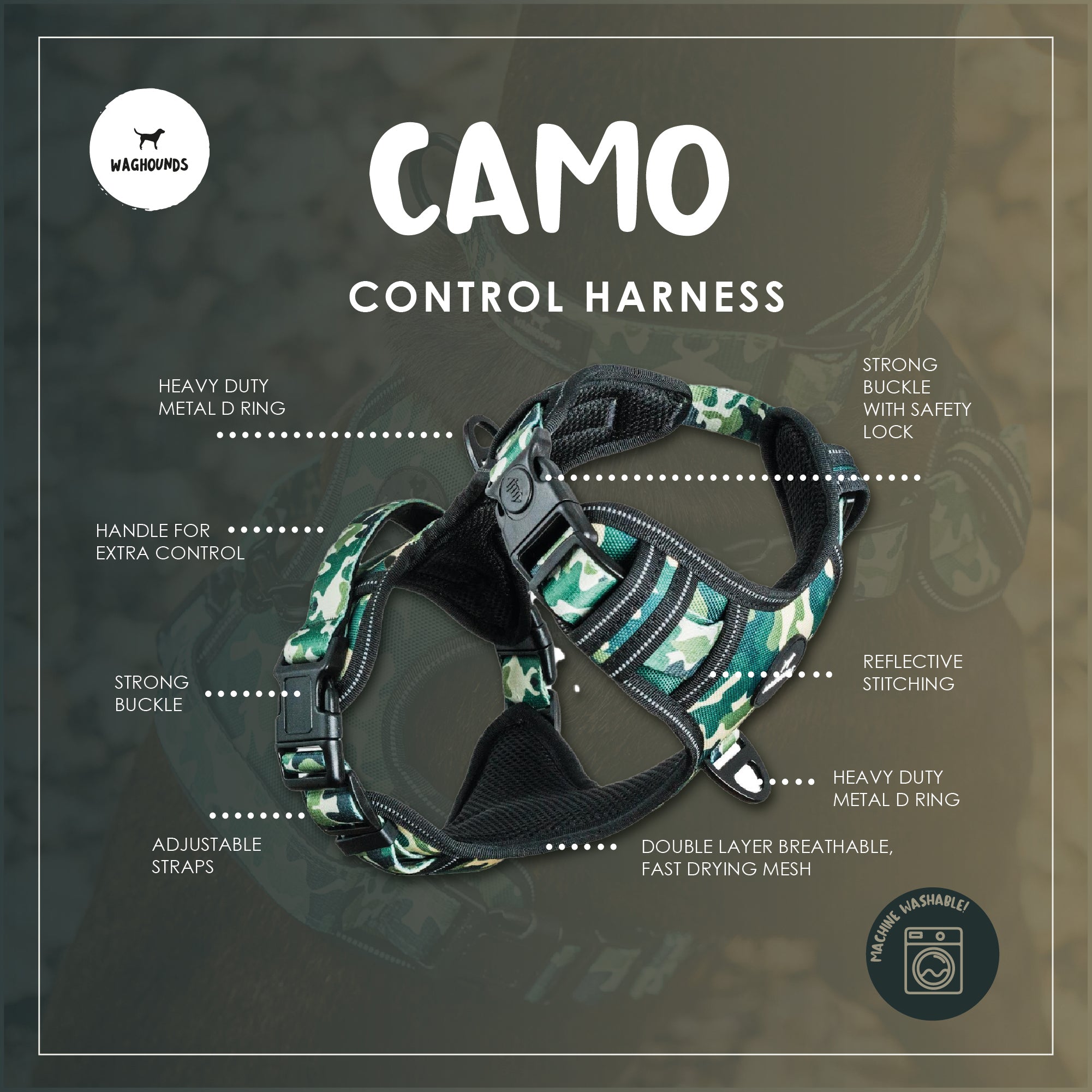 Control Dog Harness - Green Camo